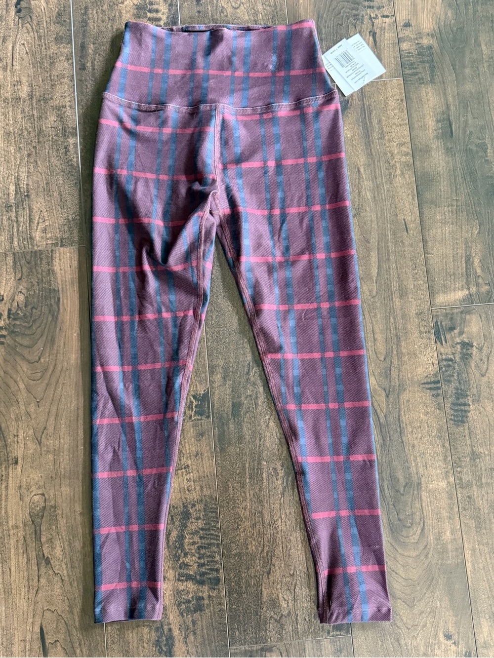 NWT Beyond Yoga Dark Red Plaid Leggings